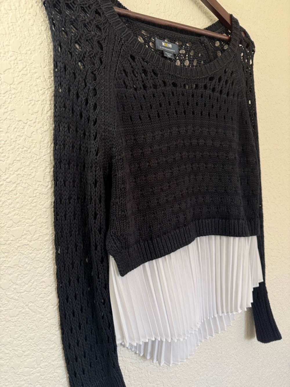 Maeve for‎ Anthropologie Layered Knit Sweater|  Pleated Hem | Boho Chic | Size M - Picture 4 of 13